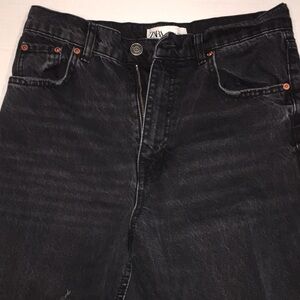 Zara The 90’s Full Length Wide Leg Black Jeans | Black Denim | Size 6